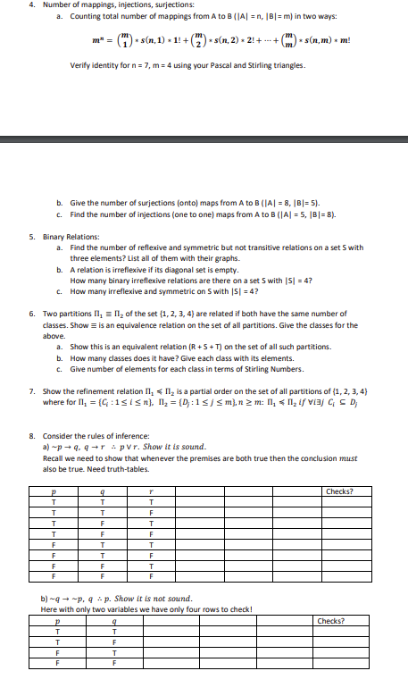 Solved 4. Number of mappings, injections, surjections: a. | Chegg.com