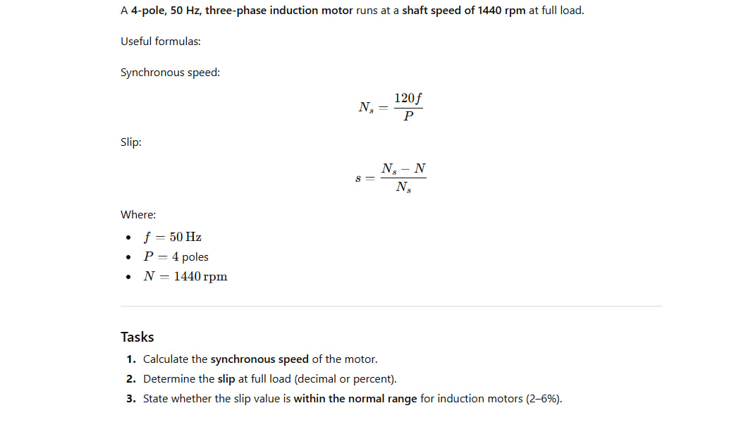 Solved A 4-pole, 50 ﻿Hz , ﻿three-phase induction motor runs | Chegg.com