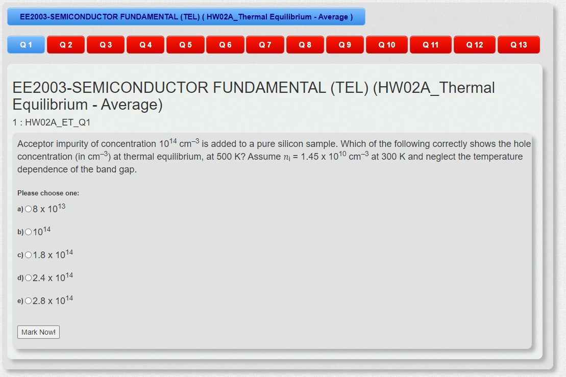 Solved EE2003-SEMICONDUCTOR FUNDAMENTAL (TEL) (HWO2A_Thermal | Chegg.com