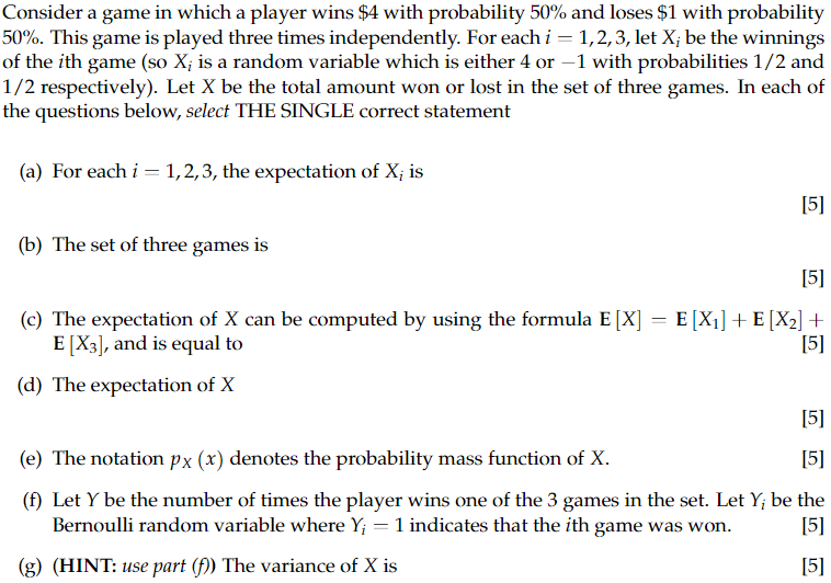 Solved Consider A Game In Which A Player Wins $4 With | Chegg.com