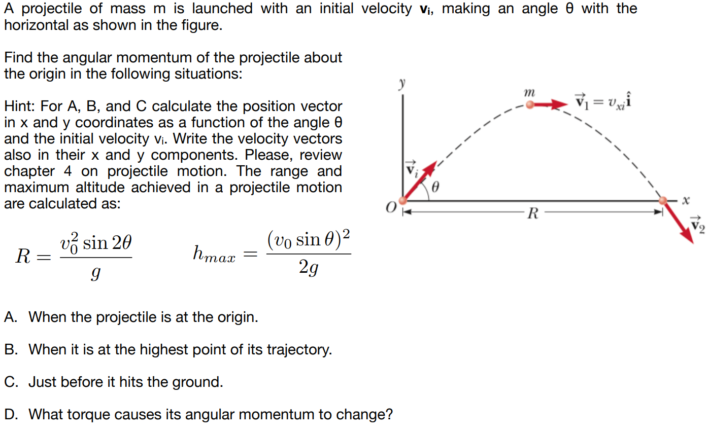 solved-a-projectile-of-mass-m-is-launched-with-an-initial-chegg