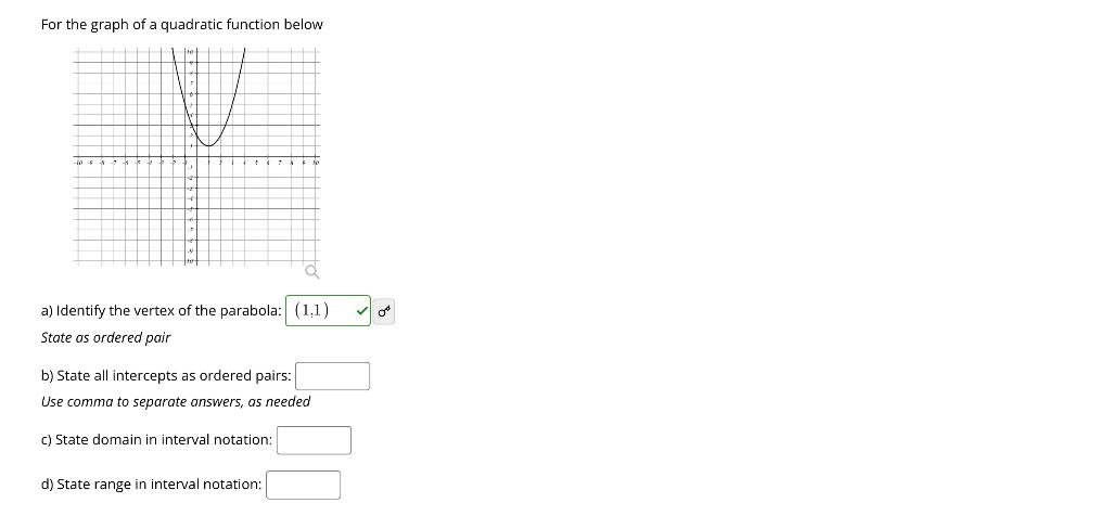 Solved For the graph of a quadratic function below a) | Chegg.com