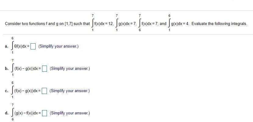 7 7 7 6 Consider two functions f and g on [1.7] such | Chegg.com