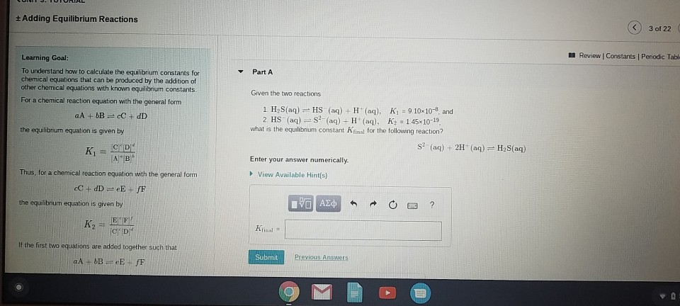 Solved Adding Equilibrium Reactions 3 Of 22 Learning Goal Chegg