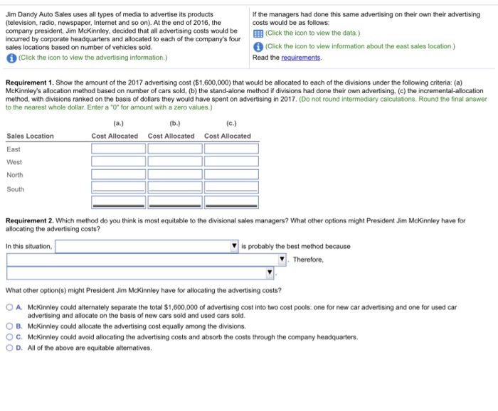 Solved Jim Dandy Auto Sales uses all types of media to