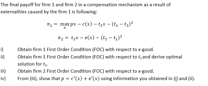 Solved The final payoff for firm 1 and firm 2 in a | Chegg.com