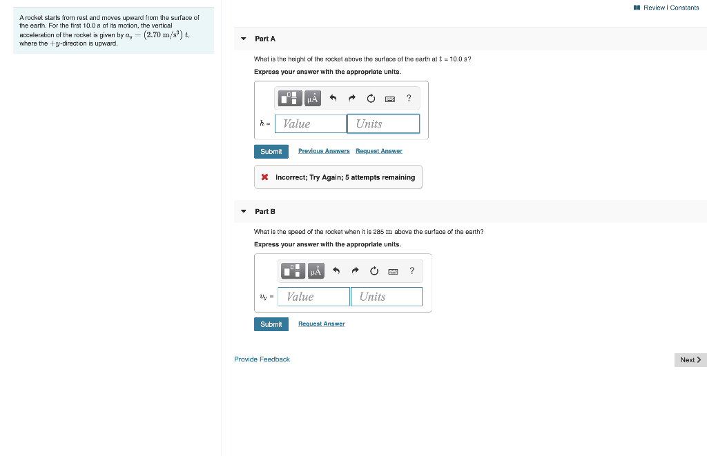 Solved II Review | Constants A Rocket Starts From Rest And | Chegg.com