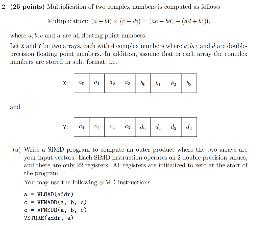 2. (25 points) Multiplication of two complex numbers | Chegg.com