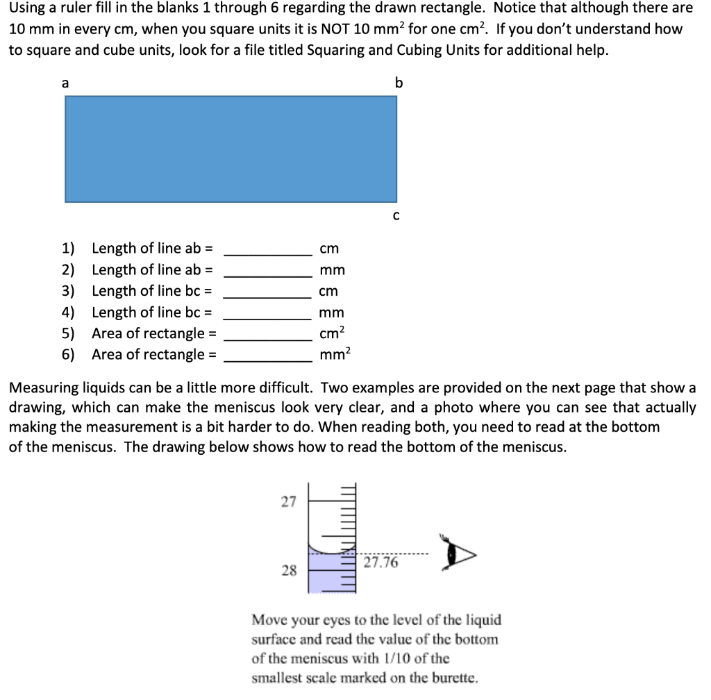 Using A Ruler Fill In The Blanks 1 Through 6 Chegg Com