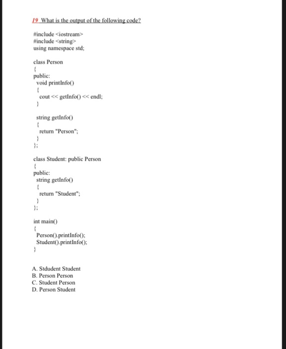 Solved #include using namespace std; class ParentClass | Chegg.com