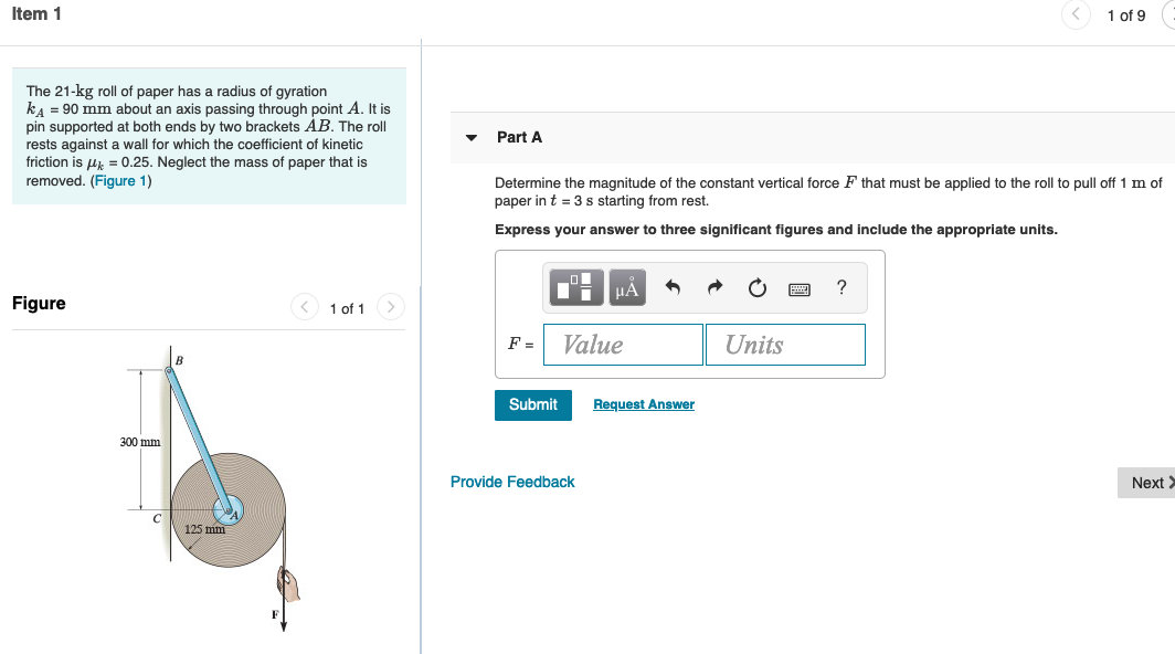 Solved Item 1 1 of 9 The 21-kg roll of paper has a radius of | Chegg.com