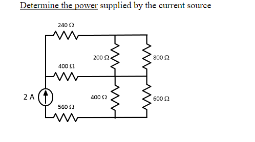 Solved Determine the power supplied by the current source | Chegg.com