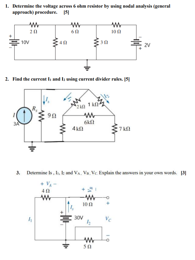 Solved 1 Determine The Voltage Across 6 Ohm Resistor By Chegg Com