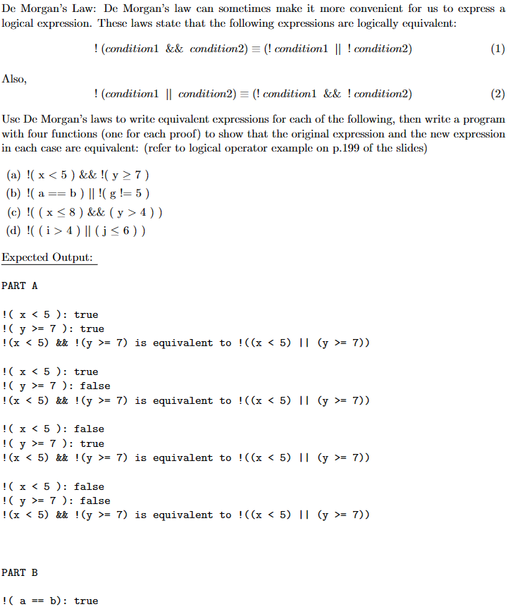 Solved De Morgan's Law: De Morgan's law can sometimes make | Chegg.com