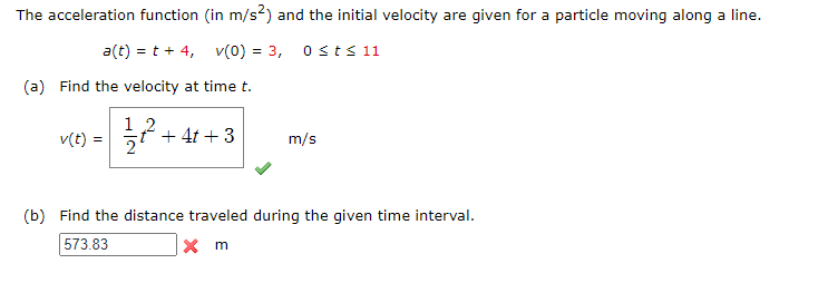 Solved The acceleration function (in m/s2 ) and the initial | Chegg.com
