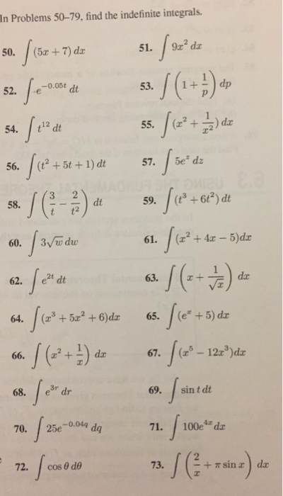 Solved In Problems 50-79, find the indefinite integrals. 50. | Chegg.com