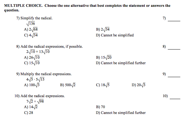 Multiple Choice Choose The One Alternative That Best Chegg Com