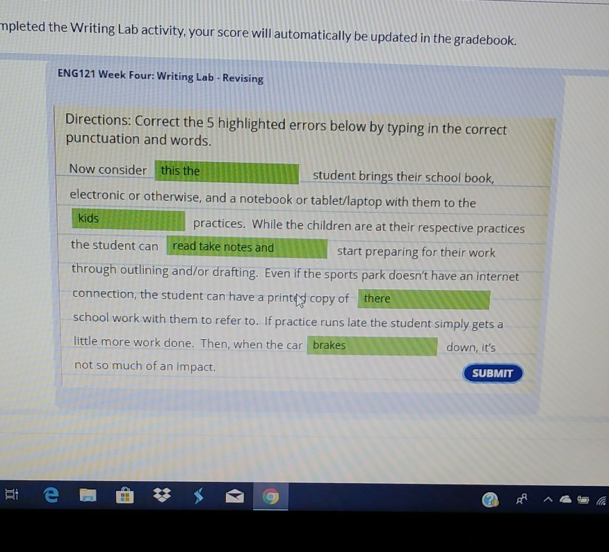 Solved mpleted the Writing Lab activity, your score will | Chegg.com