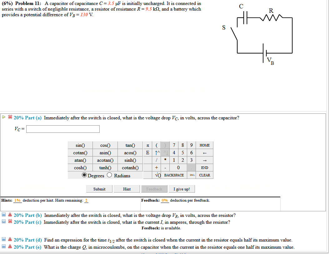 Solved A Capacitor Of Capacitance C = 3.5 μF Is | Chegg.com