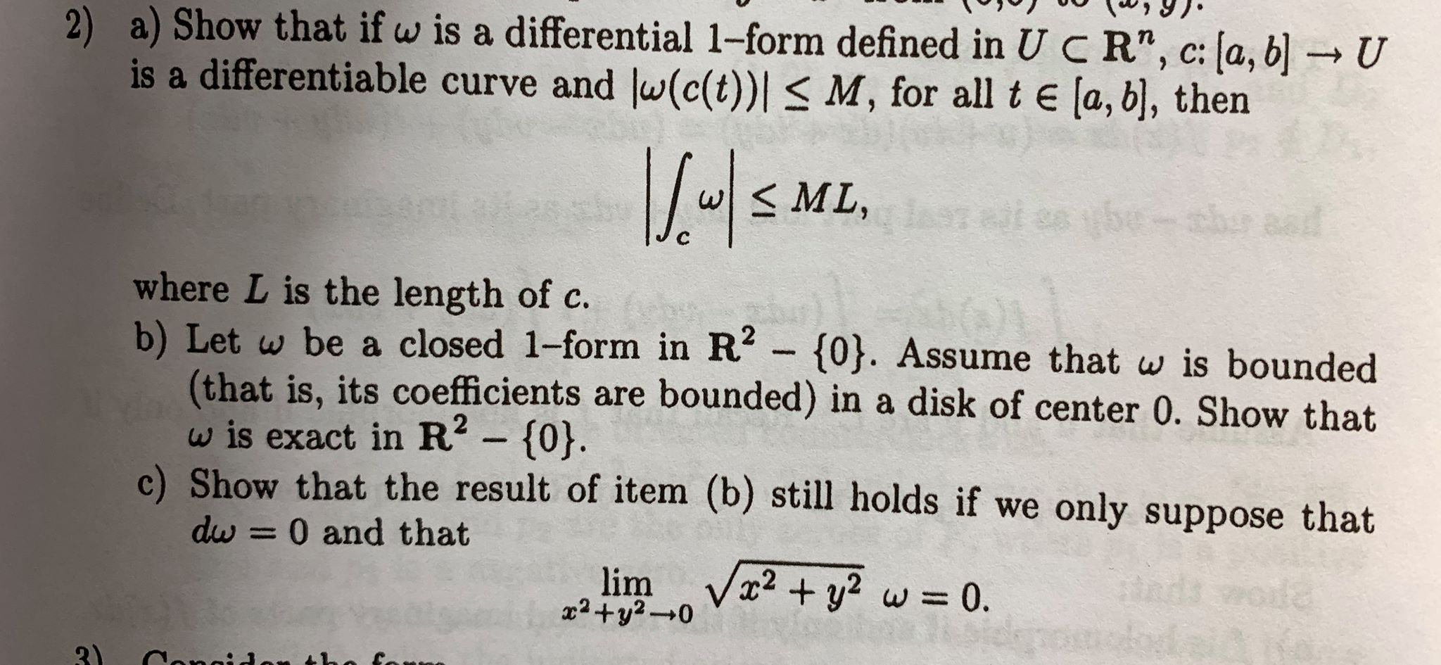 2 A Show That If W Is A Differential 1 Form Defi Chegg Com