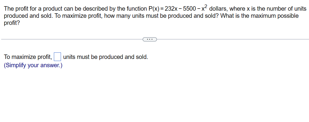 Solved The profit for a product can be described by the | Chegg.com