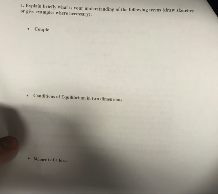 Solved 1. Explain briefly what is your understanding of the | Chegg.com