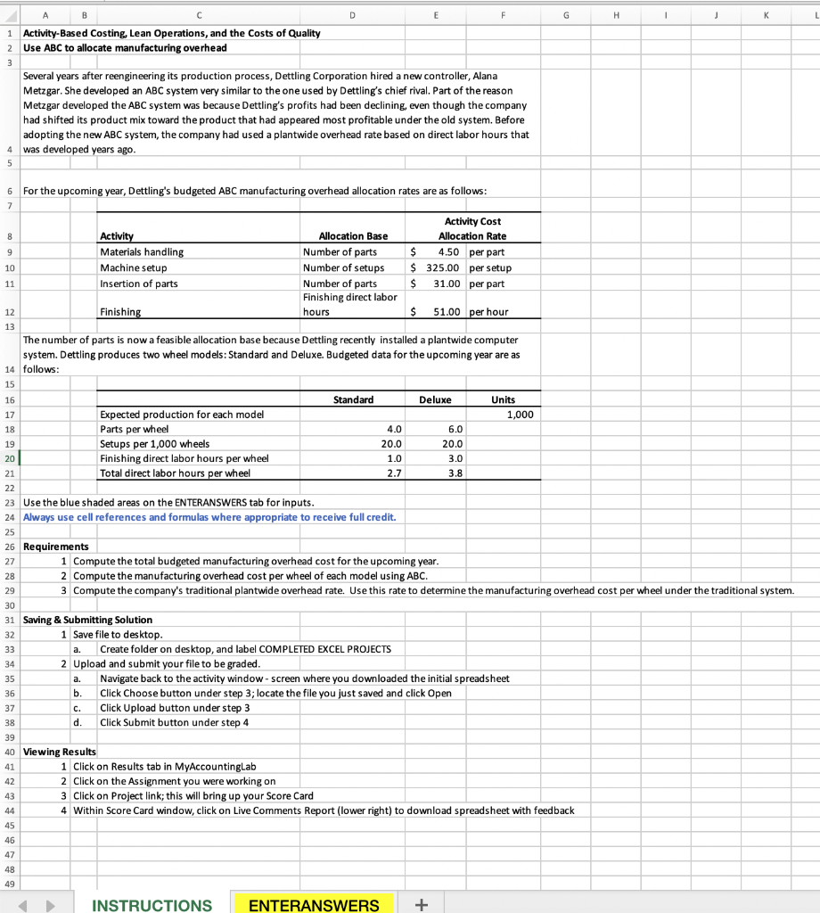 Solved B D E F 1 A 1. Compute The Total Budgeted | Chegg.com