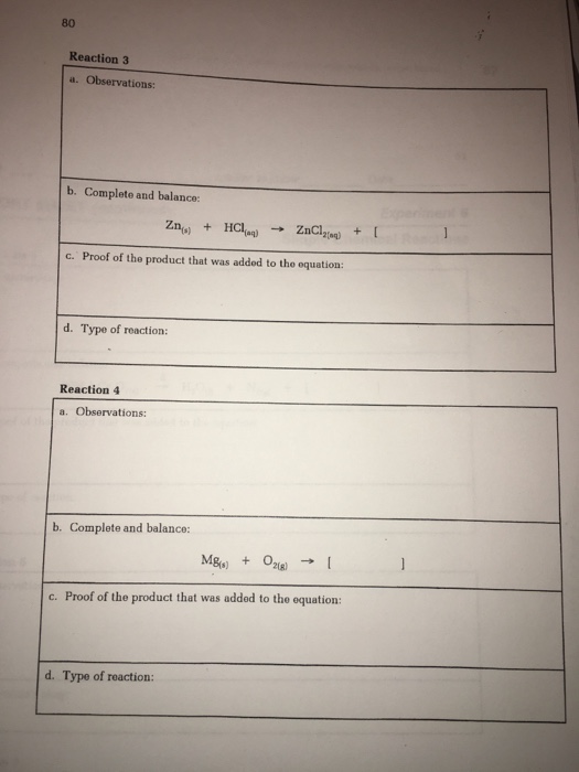 Solved 80 Reaction 3 A. Observations: B. Complete And | Chegg.com