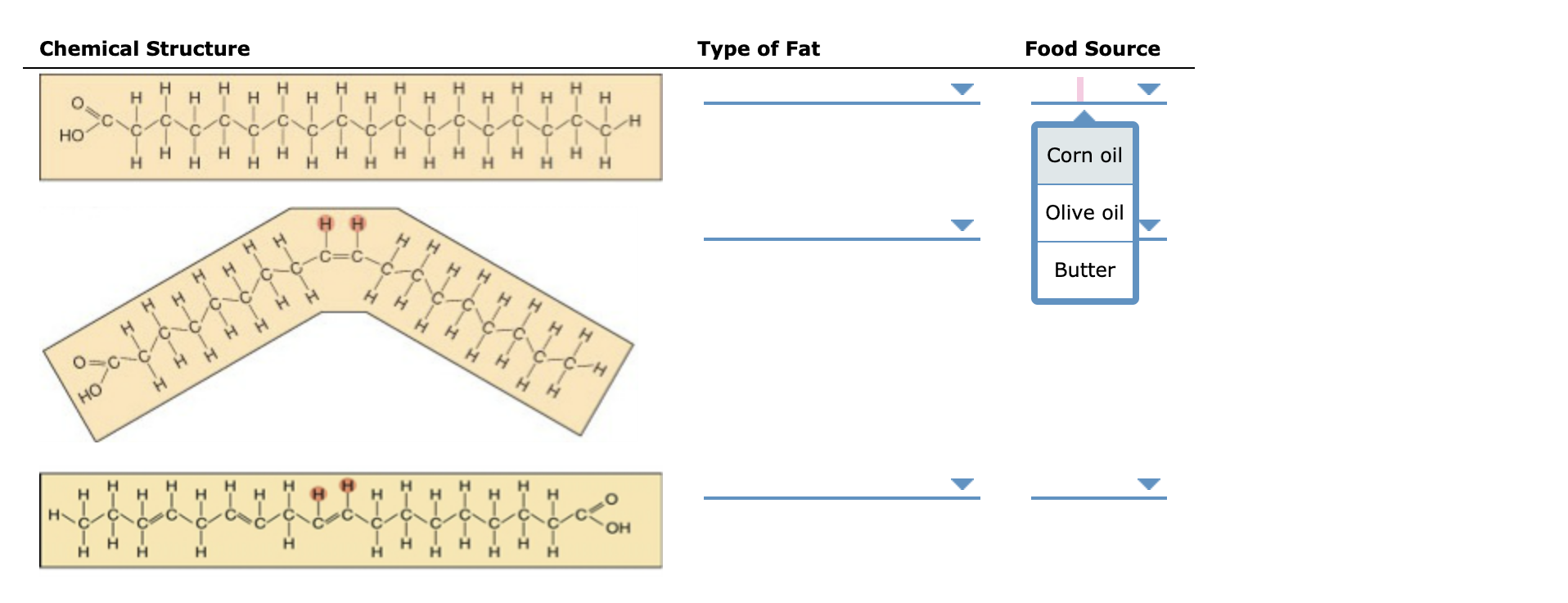 chemical structure of fats
