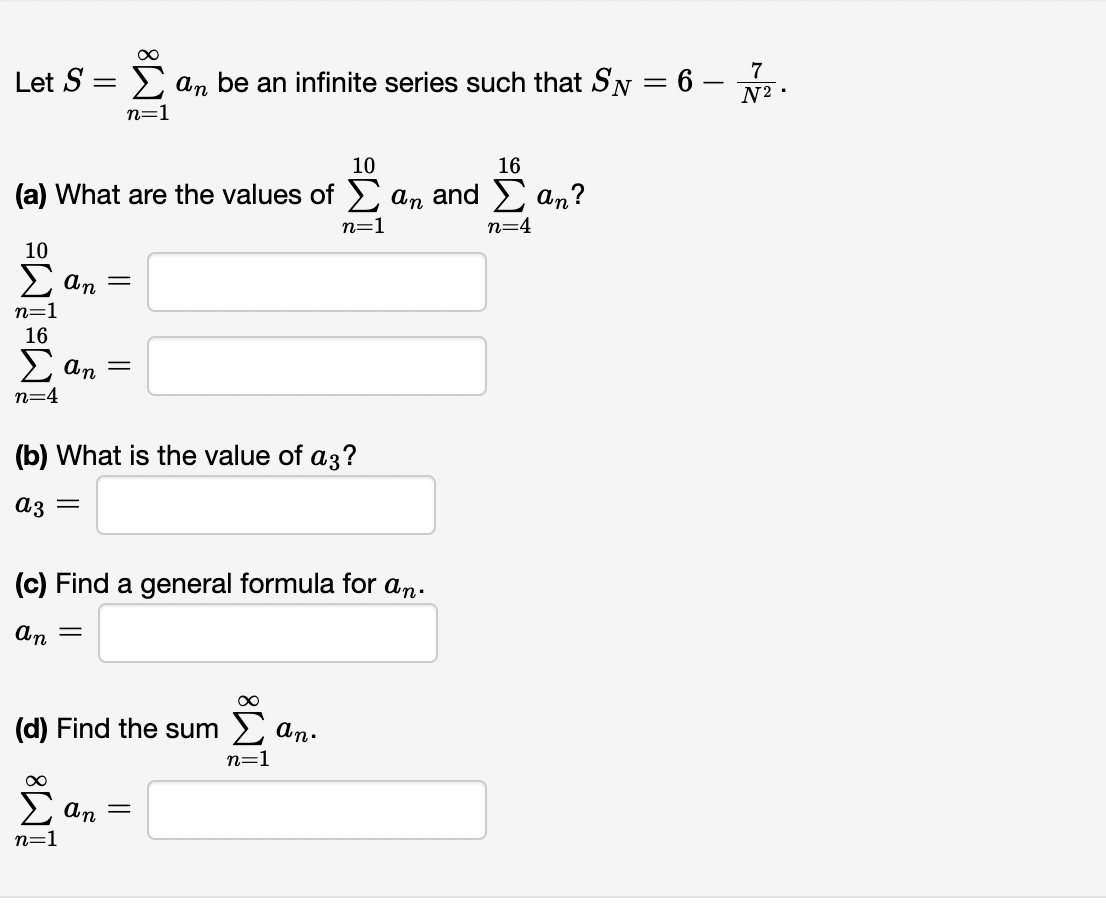 Solved Let S∑n1∞an Be An Infinite Series Such That 3780