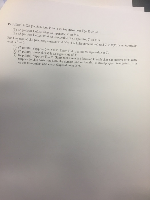 Solved Problem 4 (25 points). Let V be a vector space over | Chegg.com