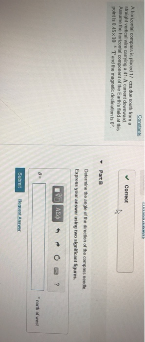 Solved A horizontal compass is placed 17 cm due south from a | Chegg.com