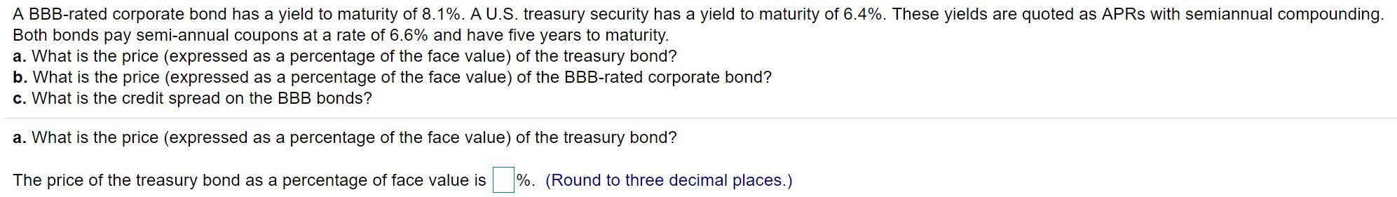 Solved A BBB-rated corporate bond has a yield to maturity of | Chegg.com