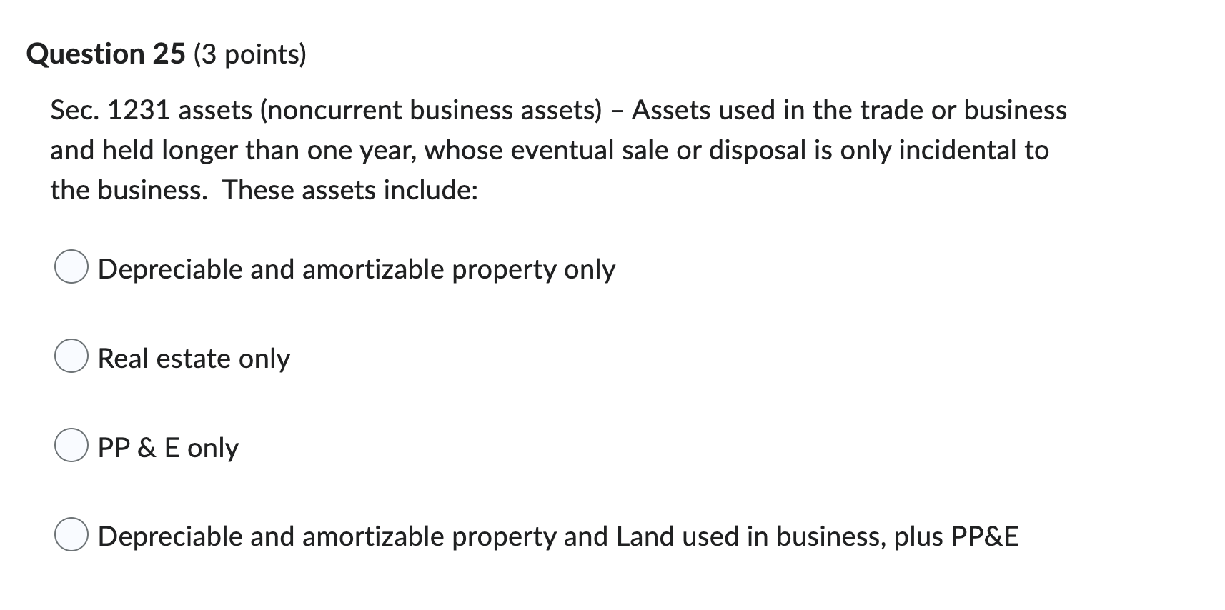 Solved Sec. 1231 Assets (noncurrent Business Assets) - | Chegg.com