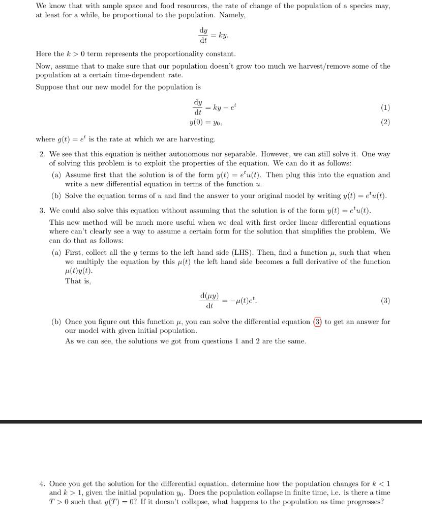 Solved We know that with ample space and food resources, the | Chegg.com