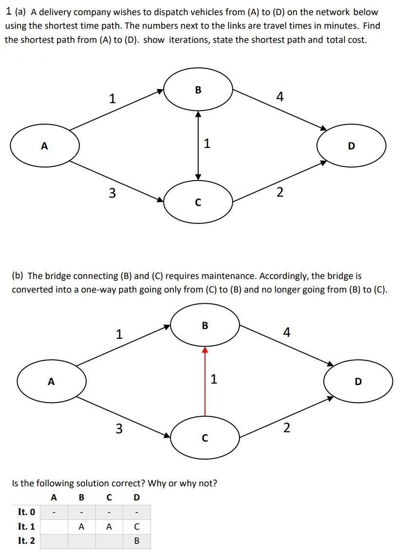 Solved 1 (a) A delivery company wishes to dispatch vehicles | Chegg.com