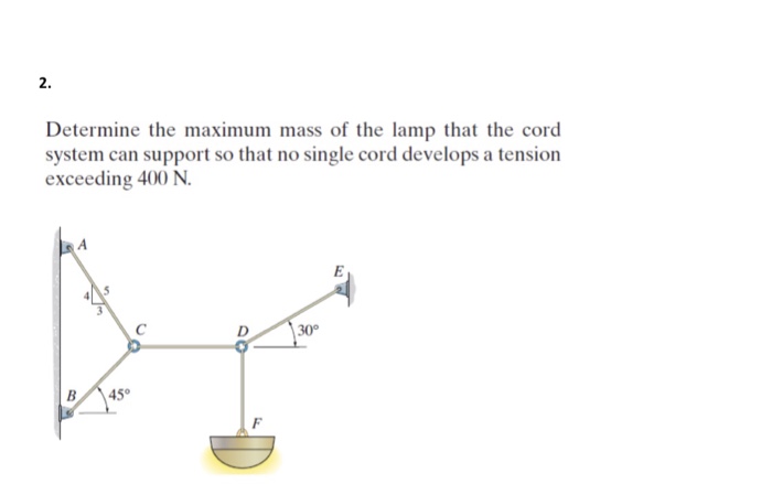Solved 2. Determine the maximum mass of the lamp that the | Chegg.com