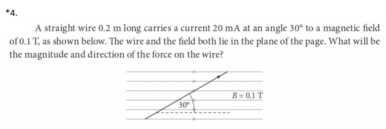 Solved A straight wire 0.2 m long carries a current 20 mA at | Chegg.com