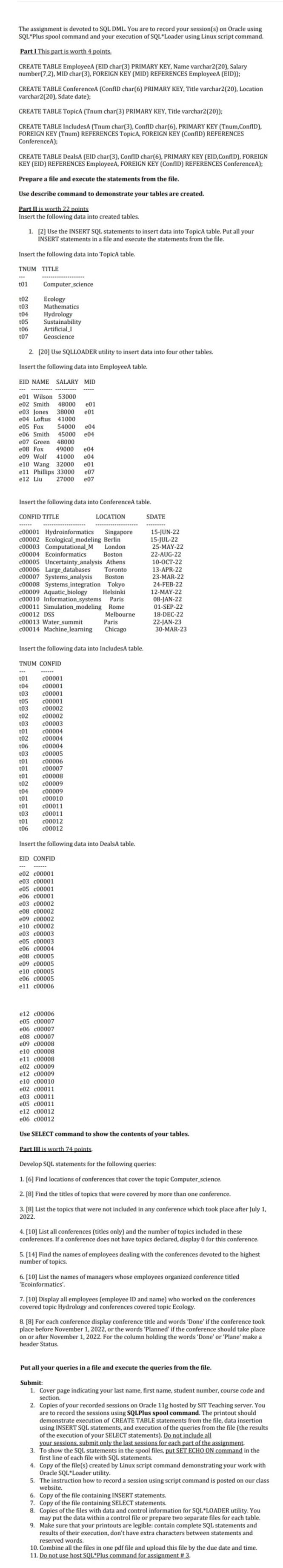 Solved 2. [20] Use SQLLOADER utility to insert data into | Chegg.com