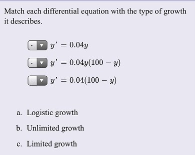 Solved Match Each Differential Equation With The Type Of Chegg Com