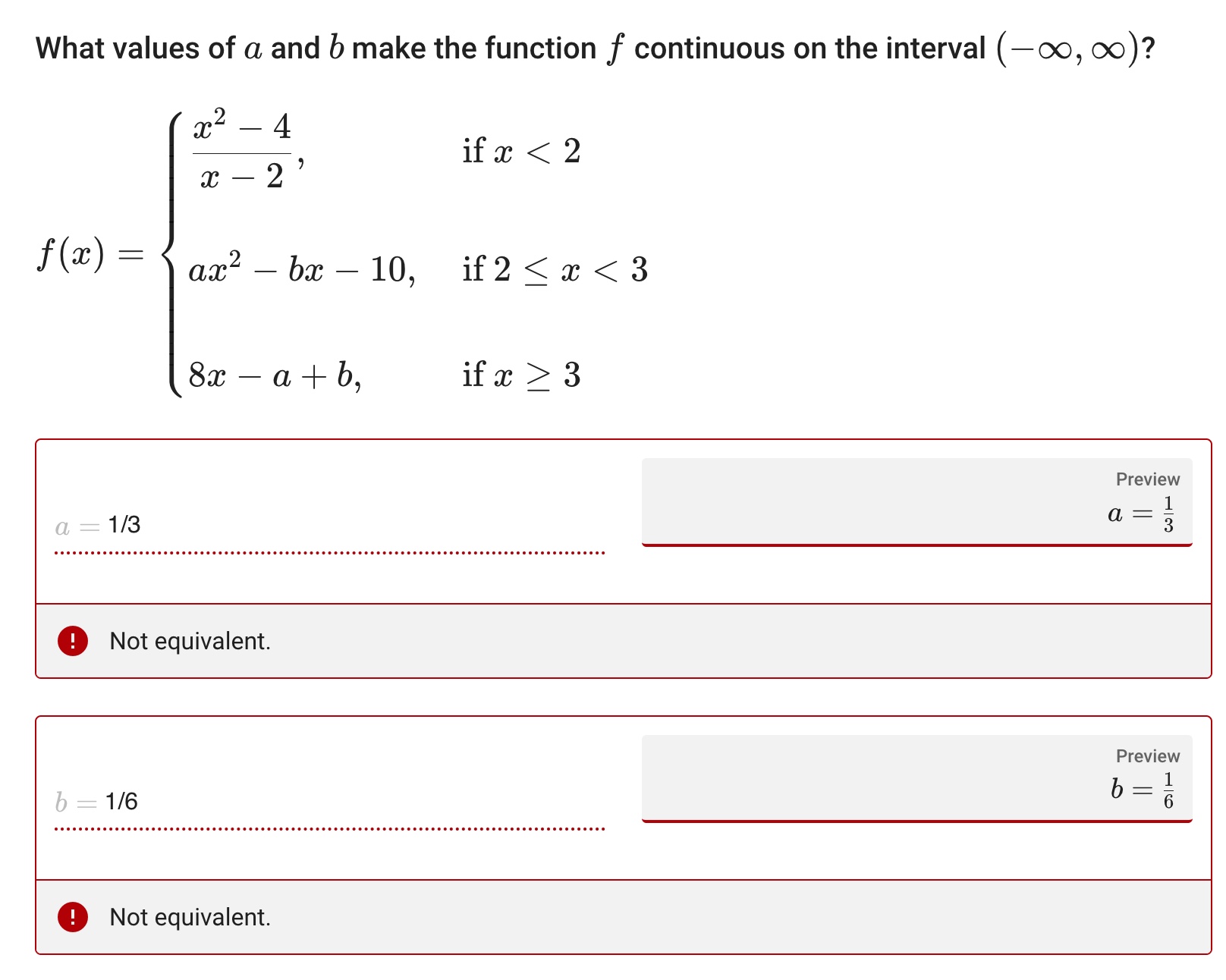 Solved What Values Of A And B ﻿make The Function F | Chegg.com