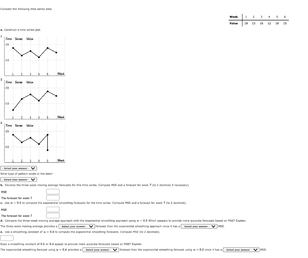 Solved Consider the following time series data. Week 1 2 3 4 | Chegg.com