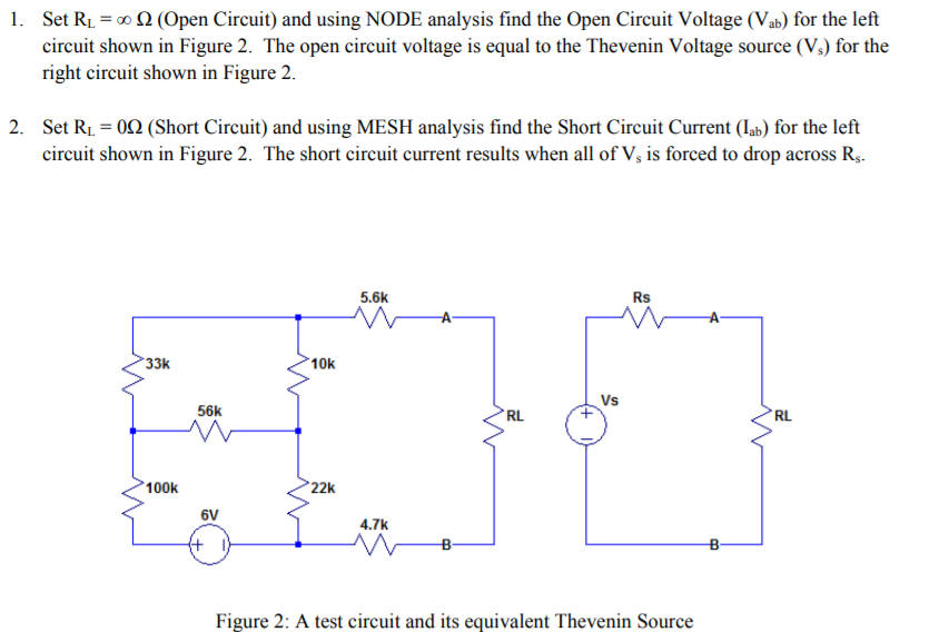 Solved 1. Set R (Open Circuit) and using NODE analysis find