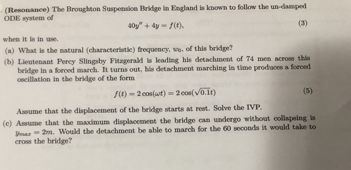 Solved (Resonance) The Broughton Suspension Bridge in | Chegg.com