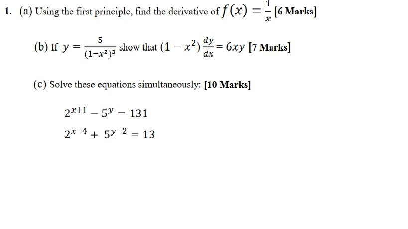 Solved 1. (a) Using the first principle, find the derivative | Chegg.com