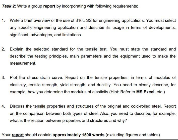 Solved ENGINEERING MATERIALS subject Task 2, i only want | Chegg.com