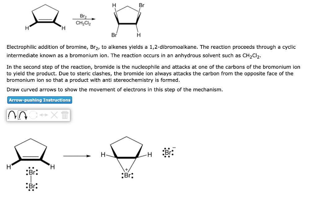 solved-electrophilic-addition-of-bromine-br2-to-alkenes-chegg