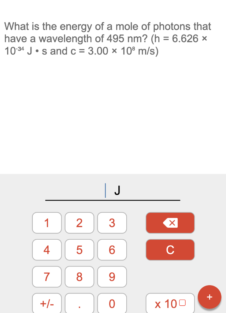 Solved What is the energy of a mole of photons that have a | Chegg.com