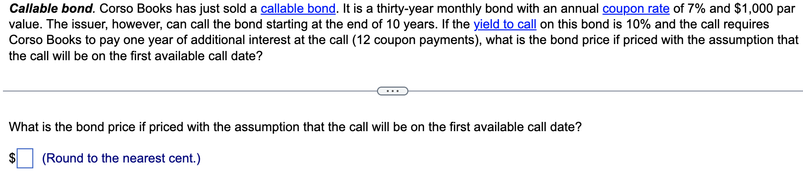 Solved Callable bond. Corso Books has just sold a callable | Chegg.com