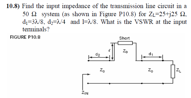 Solved 10.8) Find The Input Impedance Of The Transmission | Chegg.com